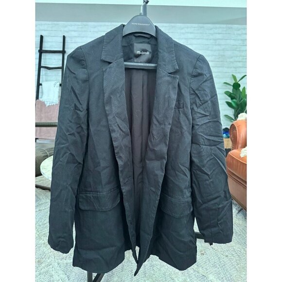 Madewell The Relaxed Blazer in Softdrape Two Button Black Women Size Large - Picture 3 of 8